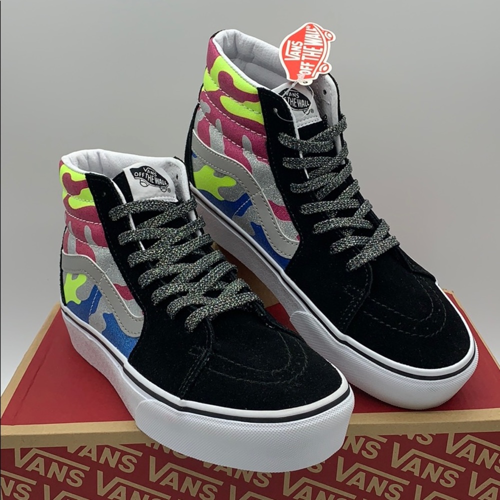 •VANS Sk-8-HI PLATFORM 2 After Dark CAMO/True White - Picture 5 of 16